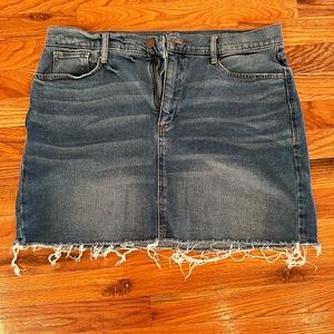 Size 14 ~ Denim Skirt w/ torn trim.